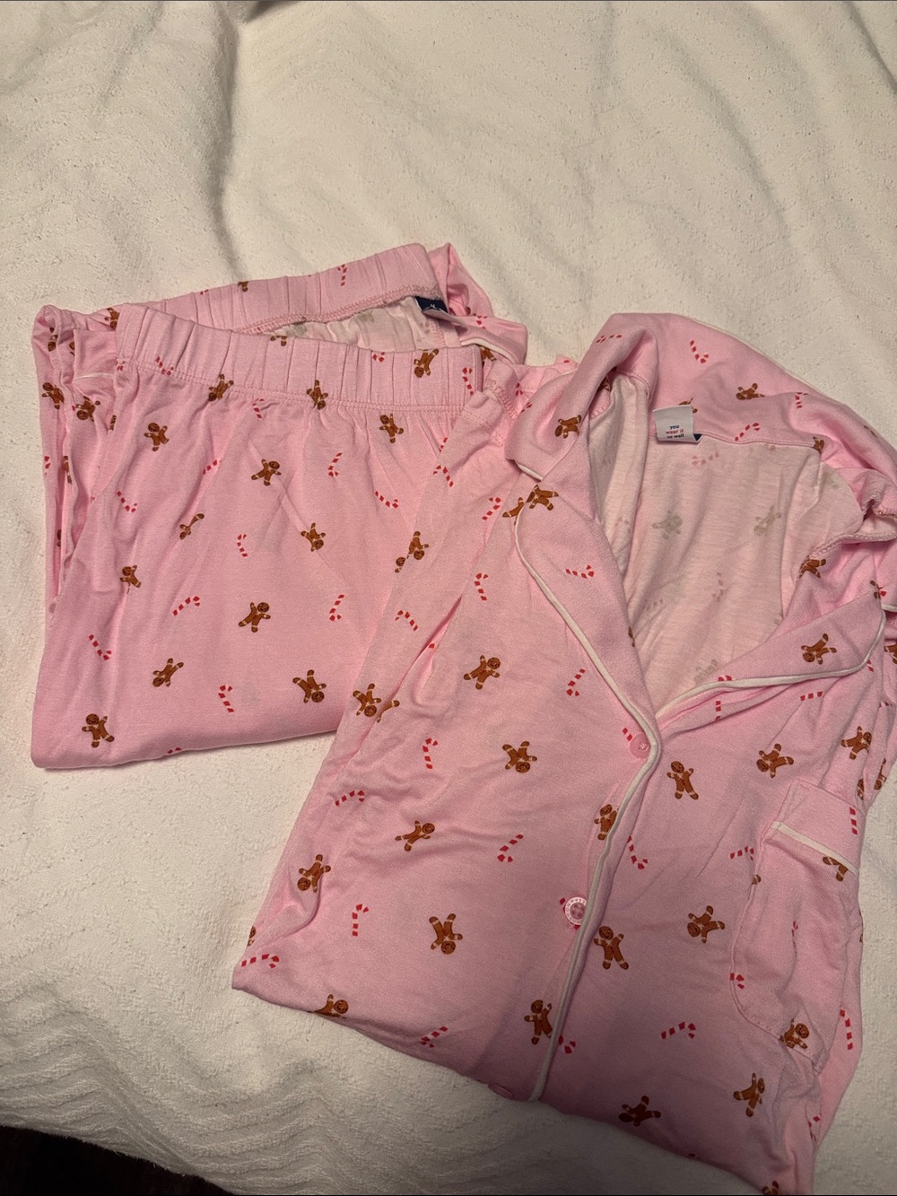 Old Navy Pink Gingerbread Pajama Set